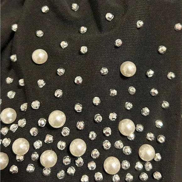 Annalee and Hope Black Knit Dress with Pearl Trim Size Medium - Picture 7 of 8
